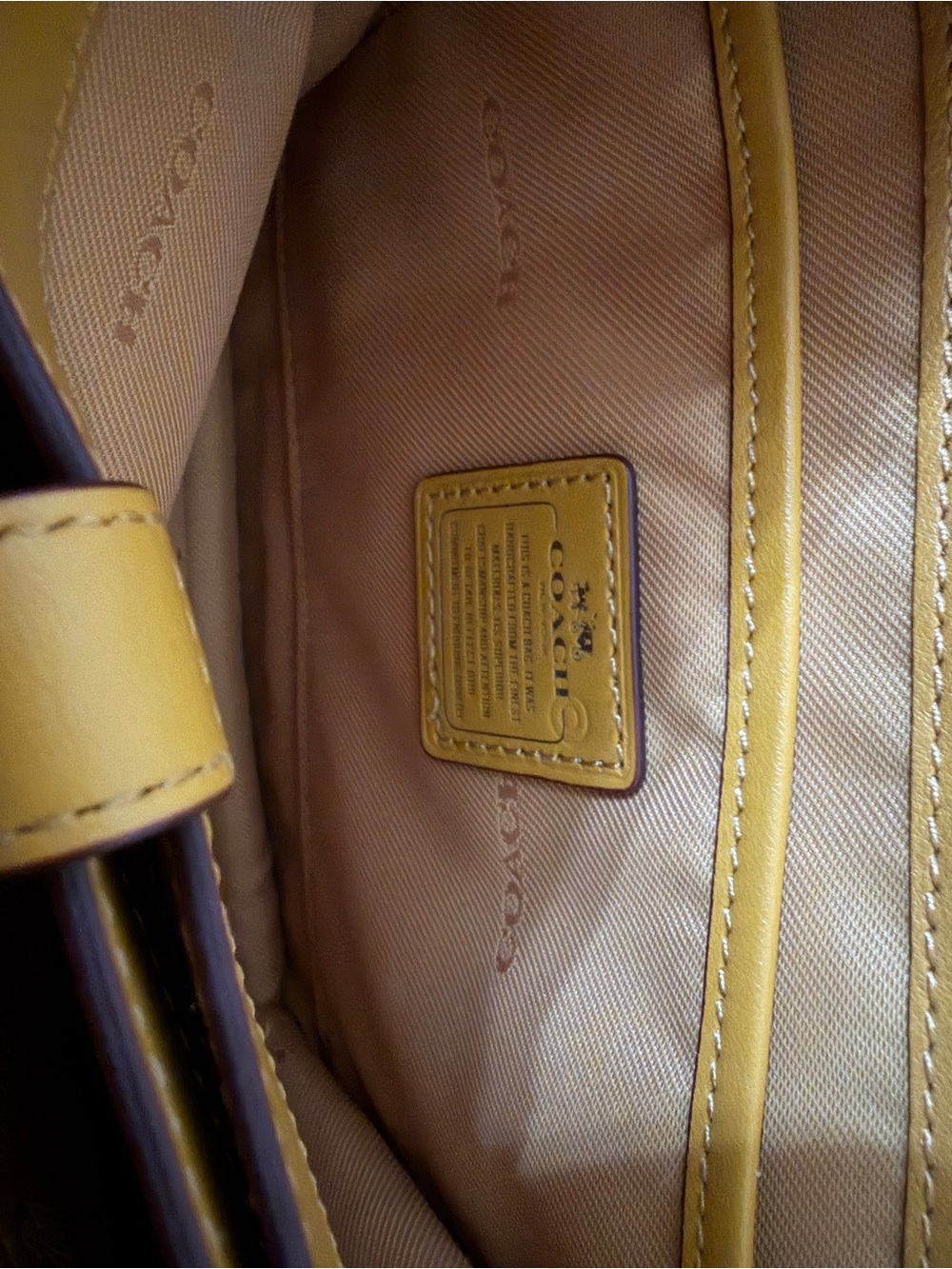 Coach Yellow Pebbled Leather Turnlock Crossbody - Picture 6 of 6